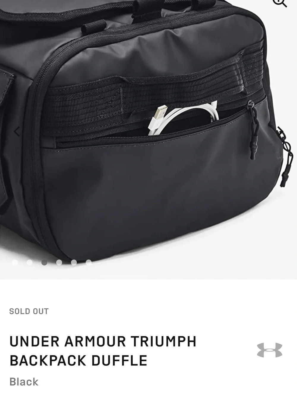Under Armour Black Duffel Bag with Shoulder Strap